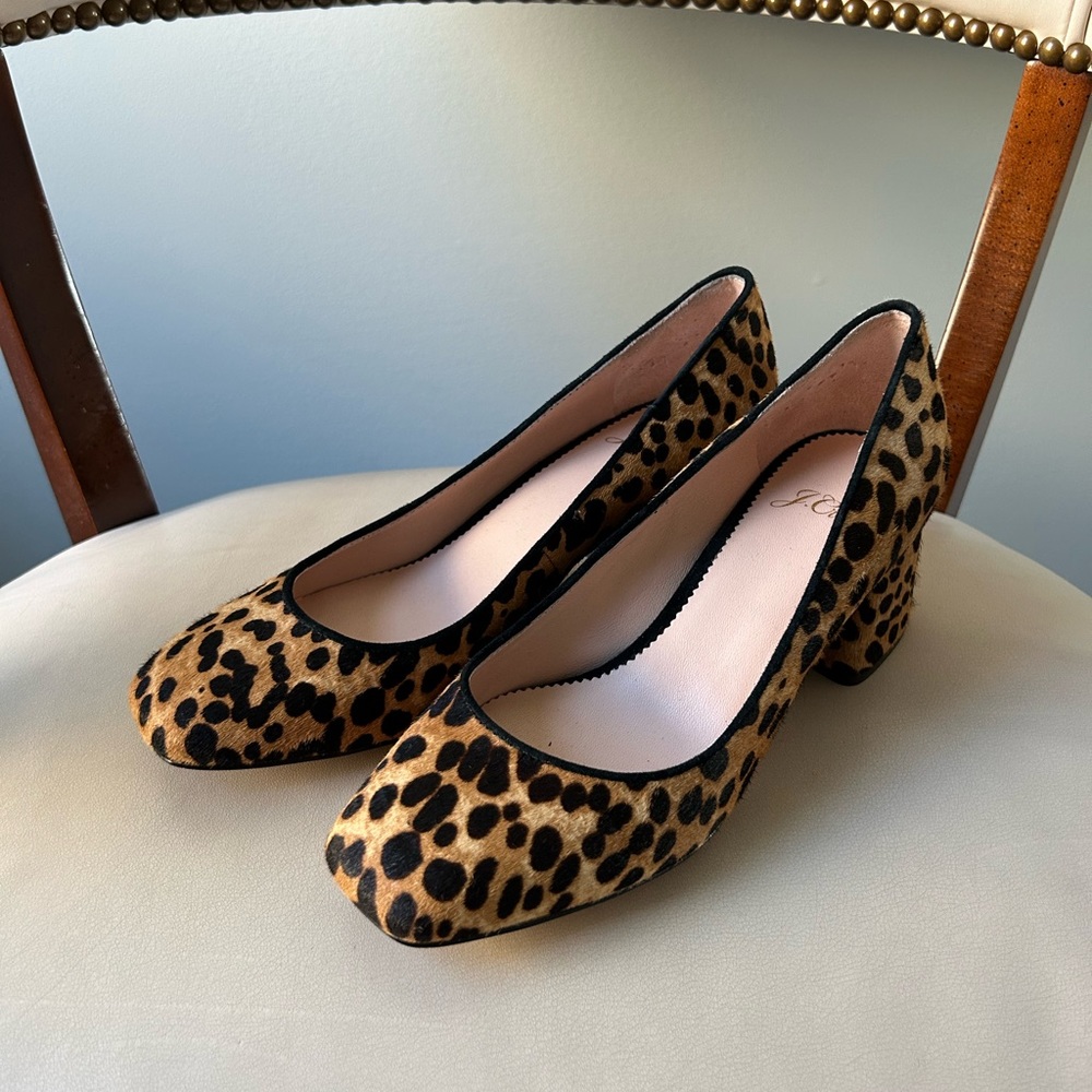 J. Crew Leopard Print Block Heel Pumps